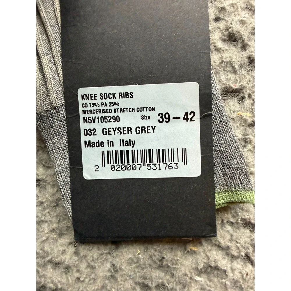 NWT Ermenegildo Zegna Ribs Stretch Cotton Knee Socks Geyser Grey Size 39-42
